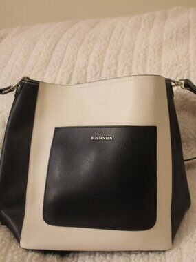 Bostanten two-tone Bucket Style Shoulder Bag Black and White